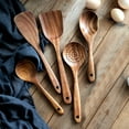 thumbnail image 5 of Opvise 6-Piece Solid Wood Cooking Utensil Set with Storage Bucket – Ergonomic Handles, Burr-Free Finish, Eco-Friendly Kitchen Tools for Stirring, Serving, Frying & Soup, 5 of 8