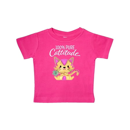 

Inktastic Cute Cat with Flower-100 Percent Pure Cattitude Gift Baby Boy or Baby Girl T-Shirt