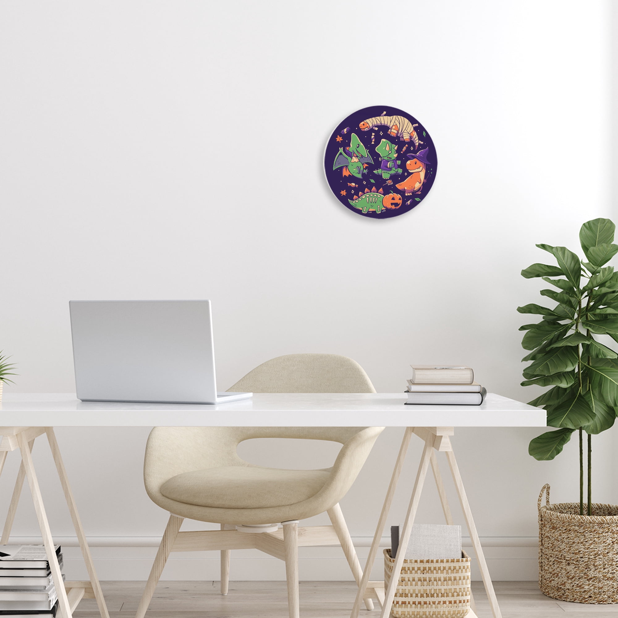 Stupell Industries Dinoween Halloween Dinosaurs Circular Wall Plaque, design by EduEly Designs