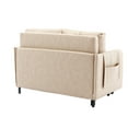 thumbnail image 3 of 46" Convertible Sleeper Sofa with Storage Box,Modern PU Leather Loveseat Couch with Pull Out Bed,Small Sofa Bed with Headboard,2 Pillows & Side Pockets,for Living Room Bed Room Office, 3 of 9