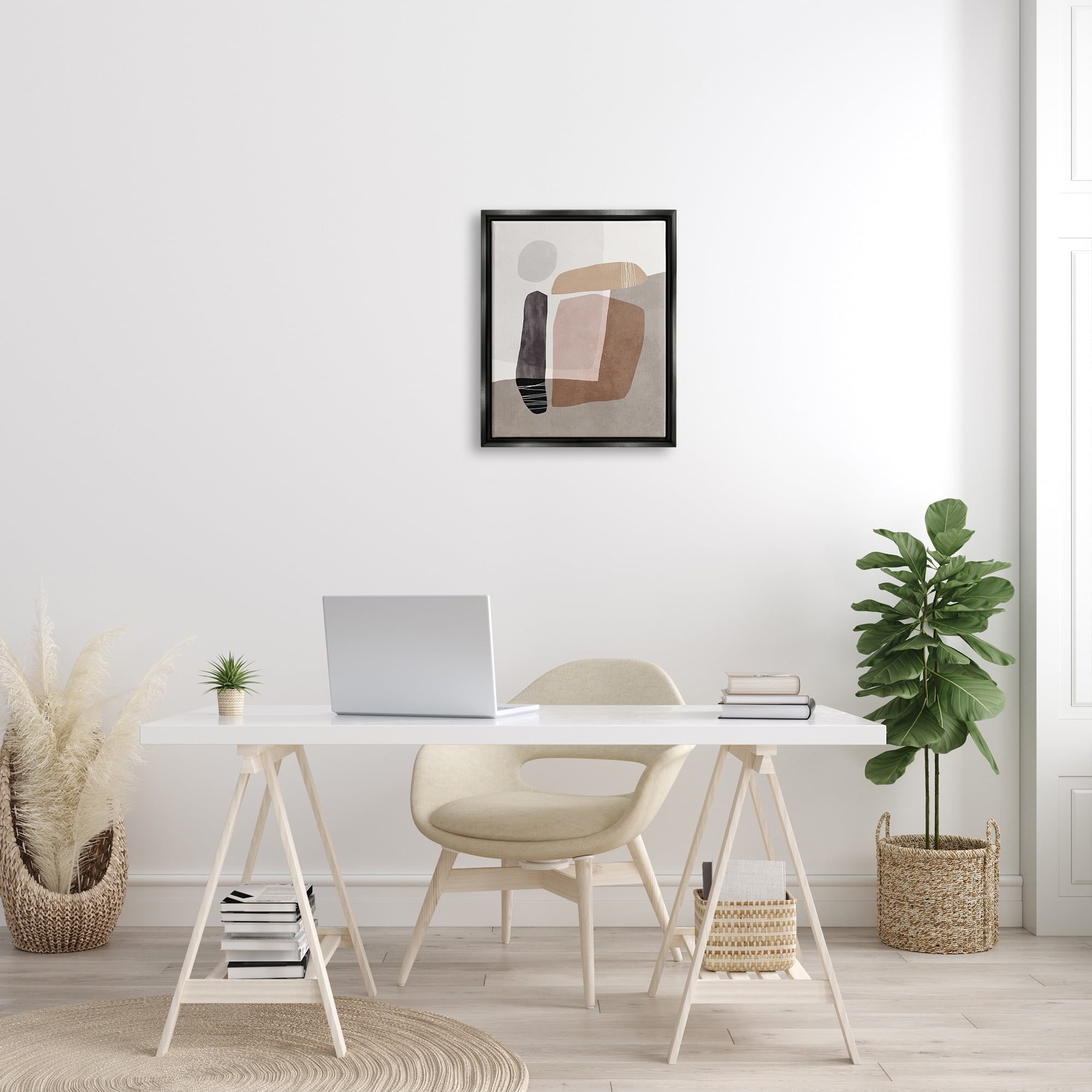 Stupell Industries Overlapped Earth Transparent Solid Polygons Contemporary Art Jet Black Framed Floating Canvas Wall Art, 16x20, by Nina Blue