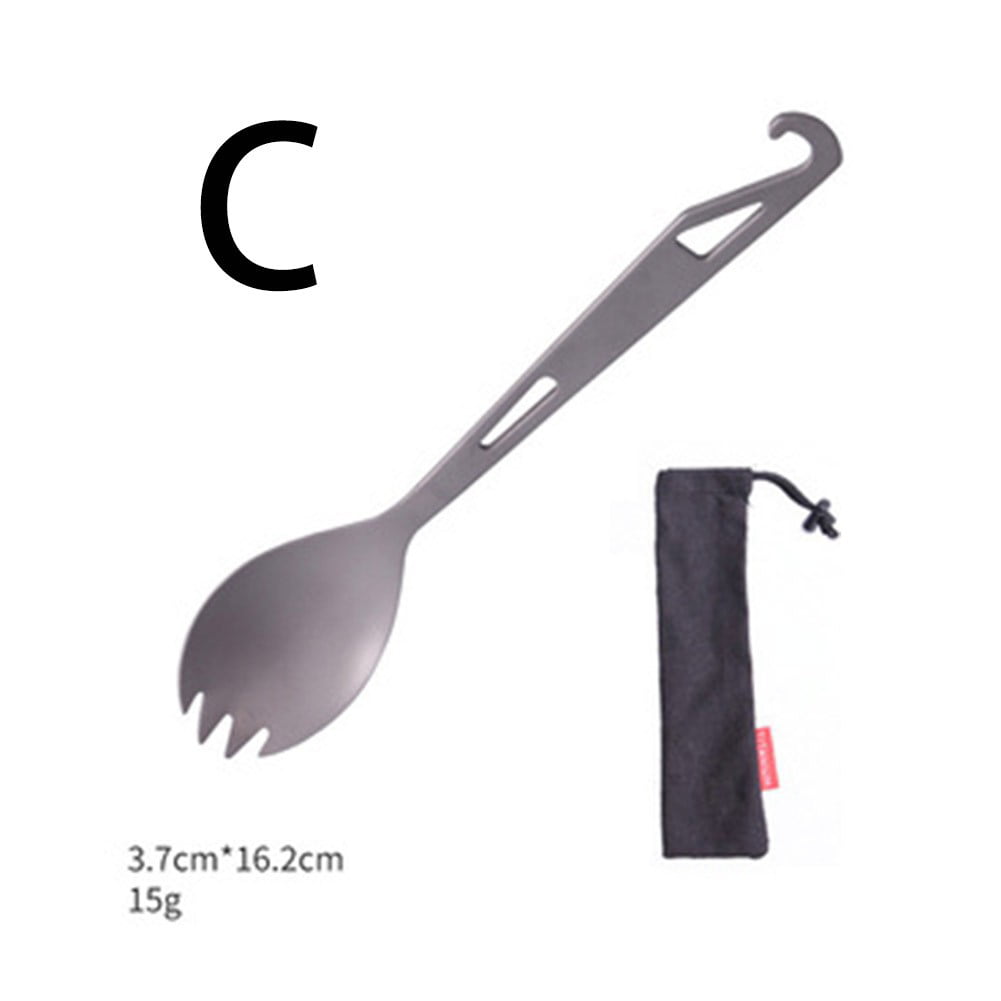 Titanium Folding Spoon Spork Outdoor Tableware Outdoor Cookware Camping P9T1