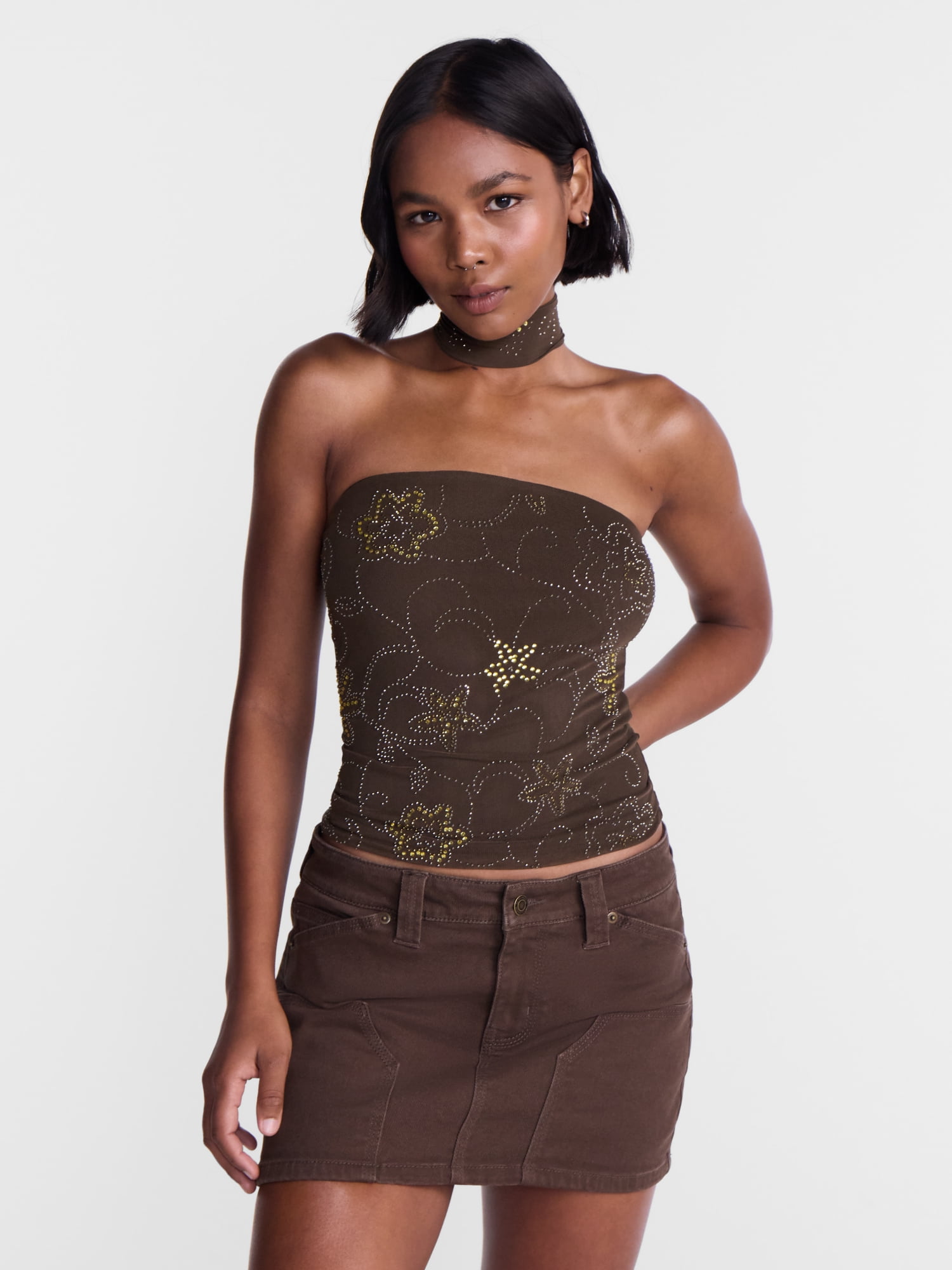No Boundaries Ruched Tube Top, Women's XXS-XXL - Walmart.com