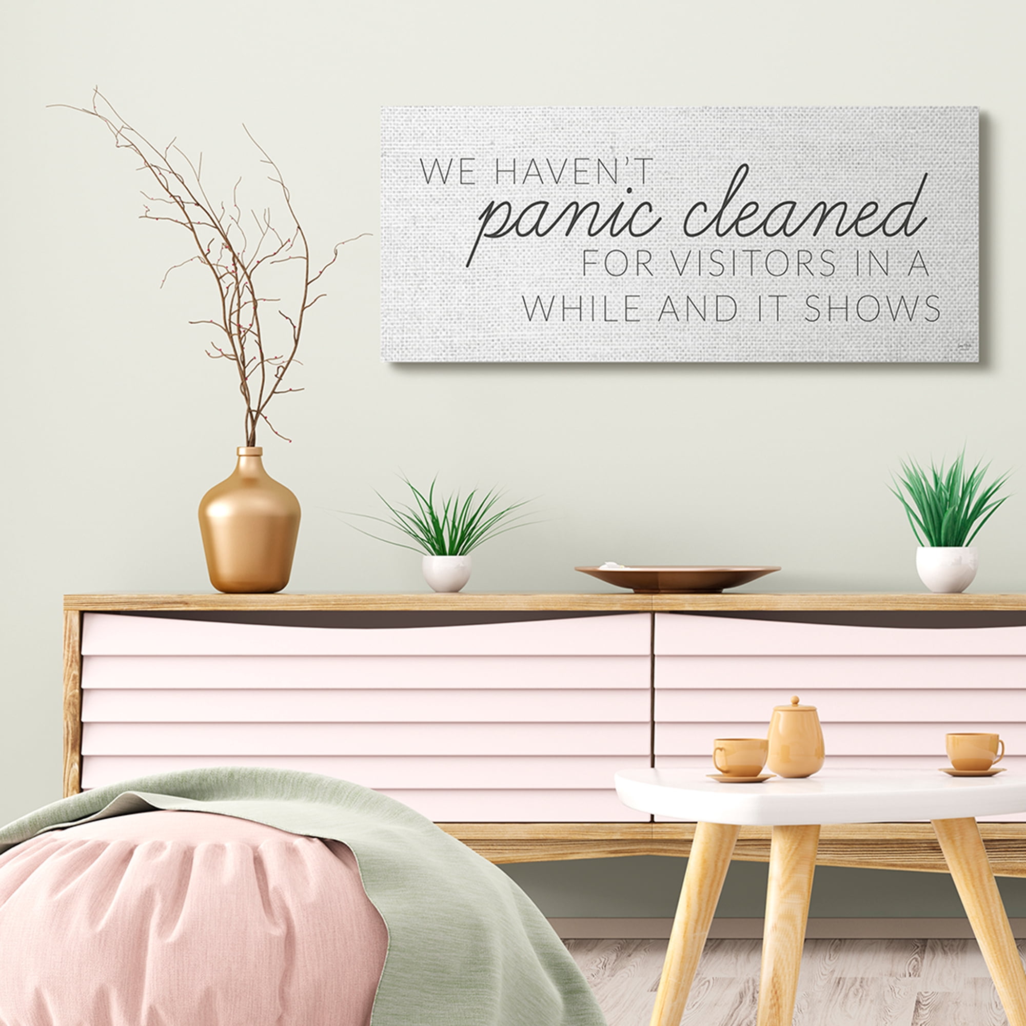 Stupell Industries Humorous Panic Clean Phrase Family Home Sign Canvas Wall Art by LUX + Me Designs