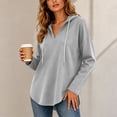 thumbnail image 5 of Hoodie Hzzrkos Women's V-neck Hooded Sweatshirt Long Sleeved Drawstring Hooded Pullover Casual Loose Fall And Winter Curved Hem Sweatshirt Beige L, 5 of 9