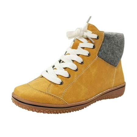 

Larisalt Ankle Boots For Women Women s Suede Leather Ankle Boots Fashion Booties with Inner Zipper for Women Yellow