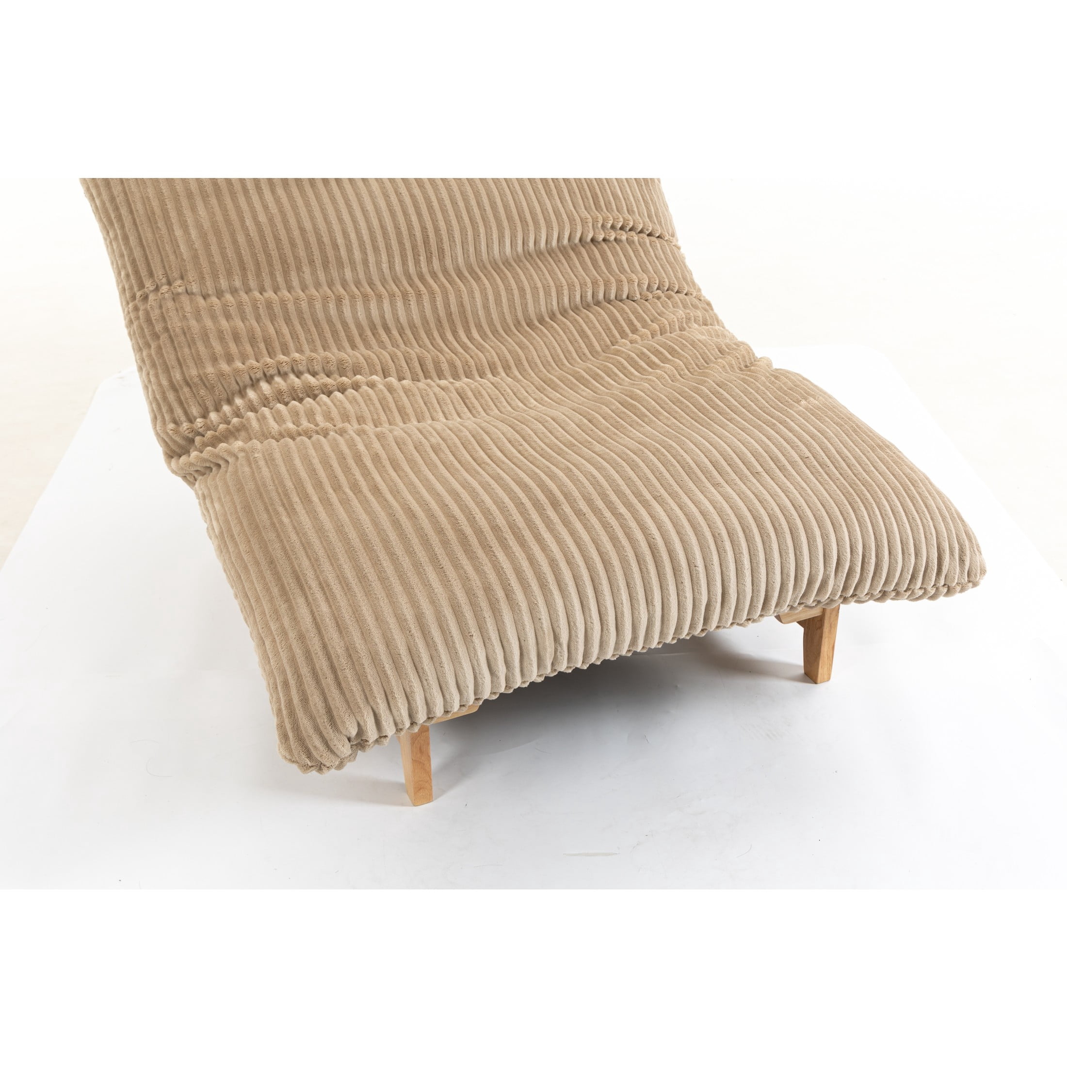 GDF Studio Floren Corduroy Bean Bag Accent Chair with Solid Wood Frame, Lazy Sofa for Living Room, Khaki