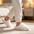 thumbnail image 4 of BERANMEY Women Plush House Slippers Soft Warm Cozy Slippers for Womens Mnes Striped Slide House Slippers Anti-Slip Thick Sole Winter Indoor Bedroom Home Shoes, 4 of 9