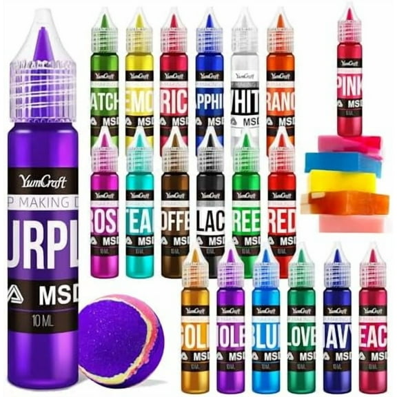 Soap Dye, 20 Colors Skin Safe Soap Colorant Bath Bomb Color Dye for DIY Soap Making Supplies, Bath Bomb, Lotion, Food Grade Concentrated Soap Coloring for Soaps, Bath Products, Slime, 0.35 Fl.oz Each