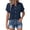 #03Navy, variant on Womens Gauze Shirts Button Down Dress Shirts Casual Short Sleeve Textured Collared Summer Work Blouse Camping Clothes Black L