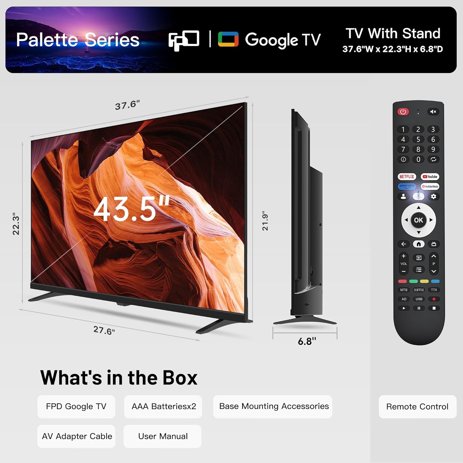 2024 Model FPD 32-inch Smart TV with Google TV HD 720p, Google Play & Chromecast Built-in, HDR 10, Dolby Audio, Voice Remote - Stream Live TV in The Comfort of Your Home (Palette-Series, CG32-P3)