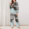 thumbnail image 2 of Yiaed Adorable Puppy Portrait Print Pajamas Women's Long Sleeve Sleepwear Soft Button Down Loungewear Pjs Lounge Set Nightwear Womens Pajama Pants-X-Large, 2 of 7