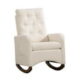 thumbnail image 1 of Fauteuil Berçant Rembourré Fauteuil d'Appoint, Fauteuil d'Allaitement Confortable, Fauteuils Berçants pour Nurserie en Tissu Teddy avec Dossier Haut, Pochette Latérale et Pieds en Bois de Caoutchouc, pour Salon, 1 of 7