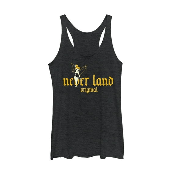 Women's Peter Pan Tinker Bell Neverland Original  Racerback Tank Top Black Heather 2X Large