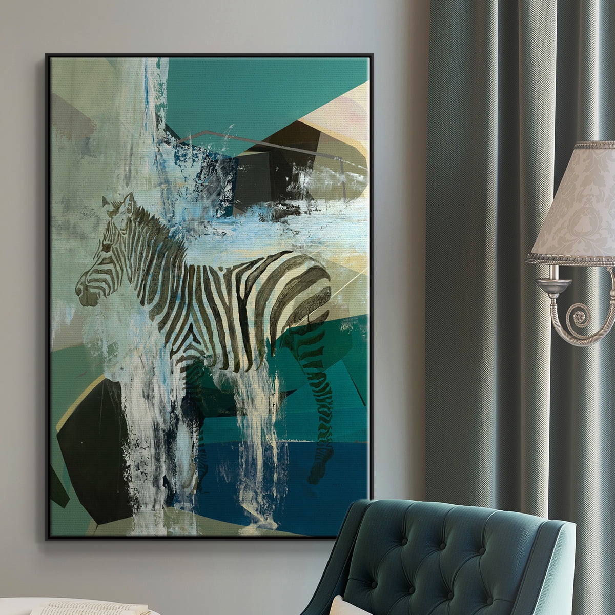 Crossing the Lines Framed Premium Gallery Wrapped Canvas - Ready to Hang - 25 x 37 - Black Floating Frame