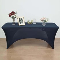 Balsa Circle 8 Feet Navy Blue Fitted Spandex Tablecloth Open Back Rectangle Table Cover Event