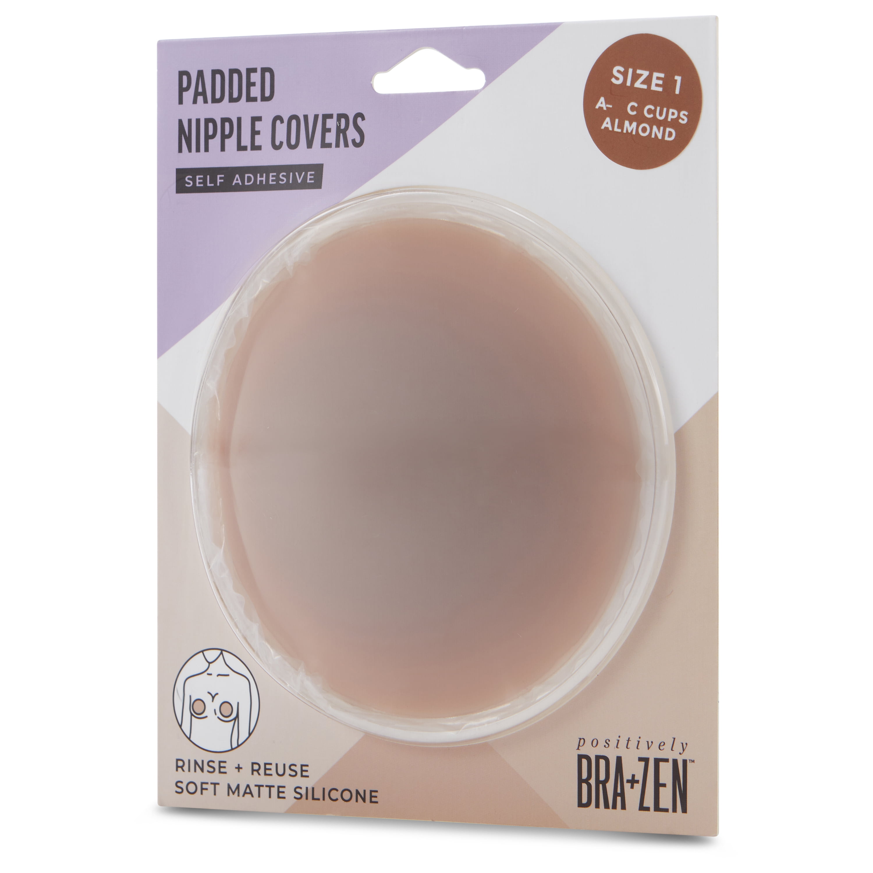 Positively BRA+ZEN Reusable Silicone Padded Adhesive Nipple Covers Pasties, Cup Size A-C