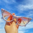 thumbnail image 4 of Fashion Rhinestone Sunglasses Women Pink Crystal Sparkling Diamond Cat Eye Sun Glasses Trendy Retro Party Sunglasses, 4 of 9