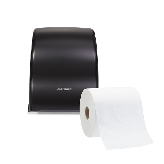 Staples Coastwide Professional Manual Auto-Cut Hardwound Paper Towel Dispenser Black (CW60832)