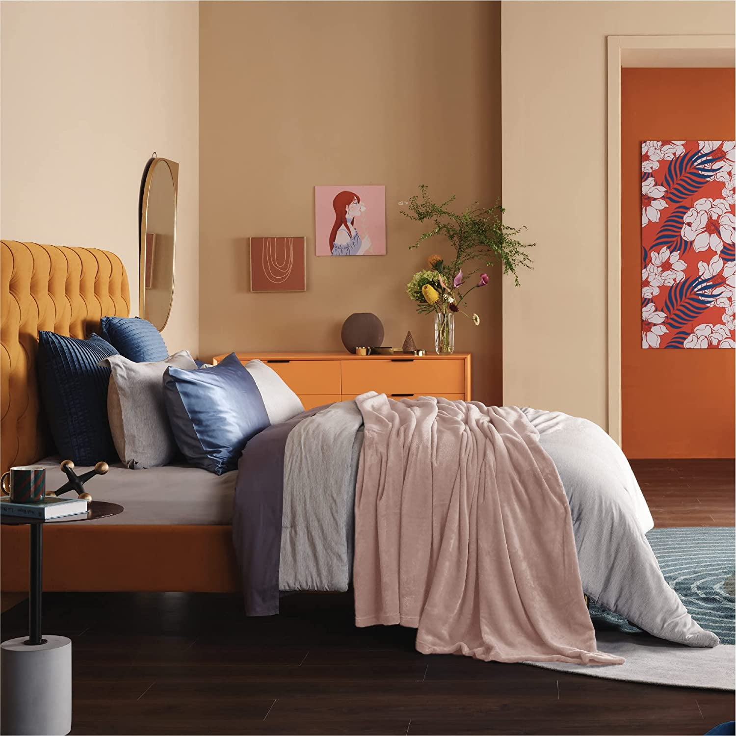 HTOOQ Fleece Blankets King Size Dusty Pink Bed Blanket Soft Lightweight Plush Cozy Fuzzy Luxury Microfiber 108x90 inches Dusty Pink 108x90