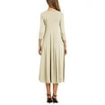 thumbnail image 4 of TWZH Women Casual Solid Color Crew Neck 3/4 Sleeve Big Swing Maxi Dress, 4 of 4