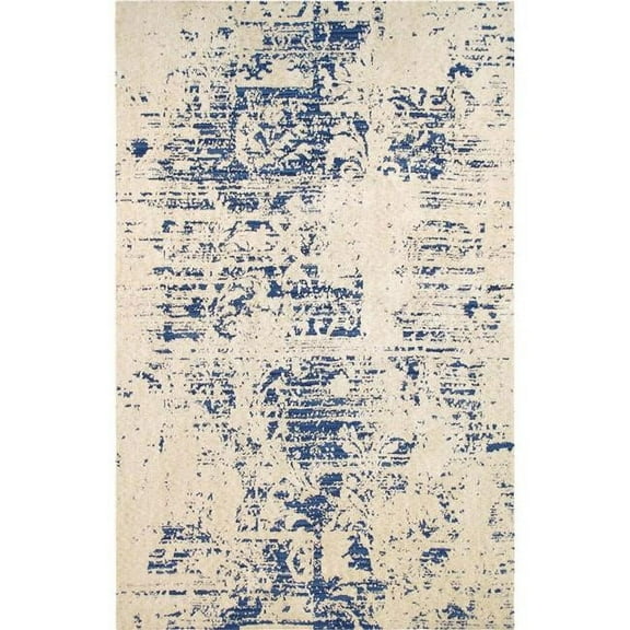 Pasargad Home Modern 60" x 96" Hand-Tufted Microfiber Area Rug in Beige/Blue