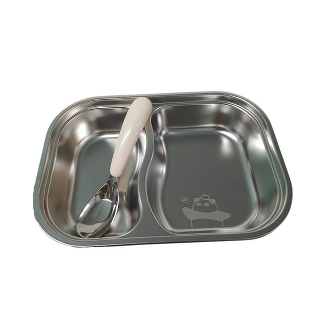 Aihimol Plateau d'Assiettes Compartimentées en Acier Inoxydable, Plat de Service Compact, Collation pour le Souper, Plats de Camping