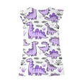 thumbnail image 6 of Girls Cotton Tunic Dress Short Sleeve Summer Casual Outfit Child Ruffle Sleeve Dinosaur Printed Sundress Dress for Kids Kids Fall Midi Dress Purple 9Y, 6 of 8