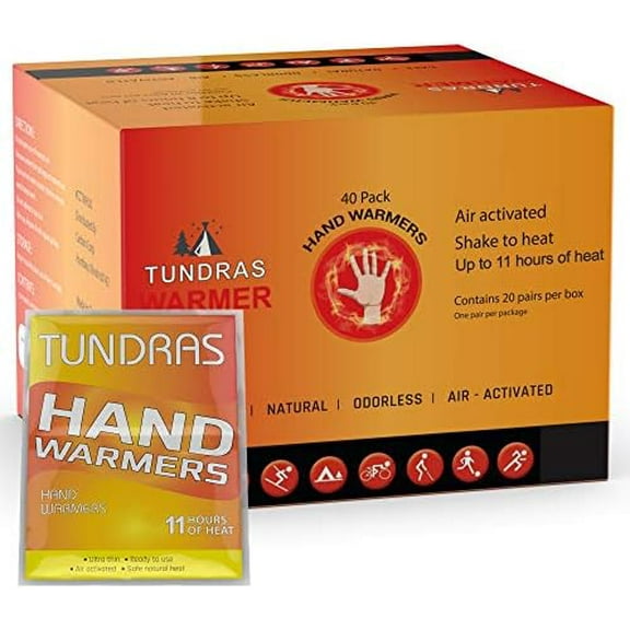 Hot Hand Warmers 11 Hours Long Lasting - 40 Count - Natural Odorless Safe Single Use Air Activated Heat Packs for Hands, Toes and Body - Up to 11 Hours of Heat - TSA Approved