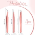 thumbnail image 2 of Pinzas para extensiones de pestañas Fyntave, 3 unidades, punta de fibra, color rosa, 2 of 7