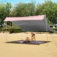 thumbnail image 6 of Portable Beach Tent Sun Shelter With Ground Pegs Water And Wind Resistant Sun Shade Canopy Angle Adjustable Two Frogs in Love, 6 of 7