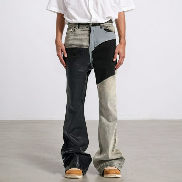 WILLBEST Jeans Mujer Pantalones Casuales de Corte Acampanado para Hombre, Corte Holgado, Tela No Elástica, Cómodos, de Uso Diario, Pantalones Versátiles para Fiestas En Casa y Salidas. XXXL