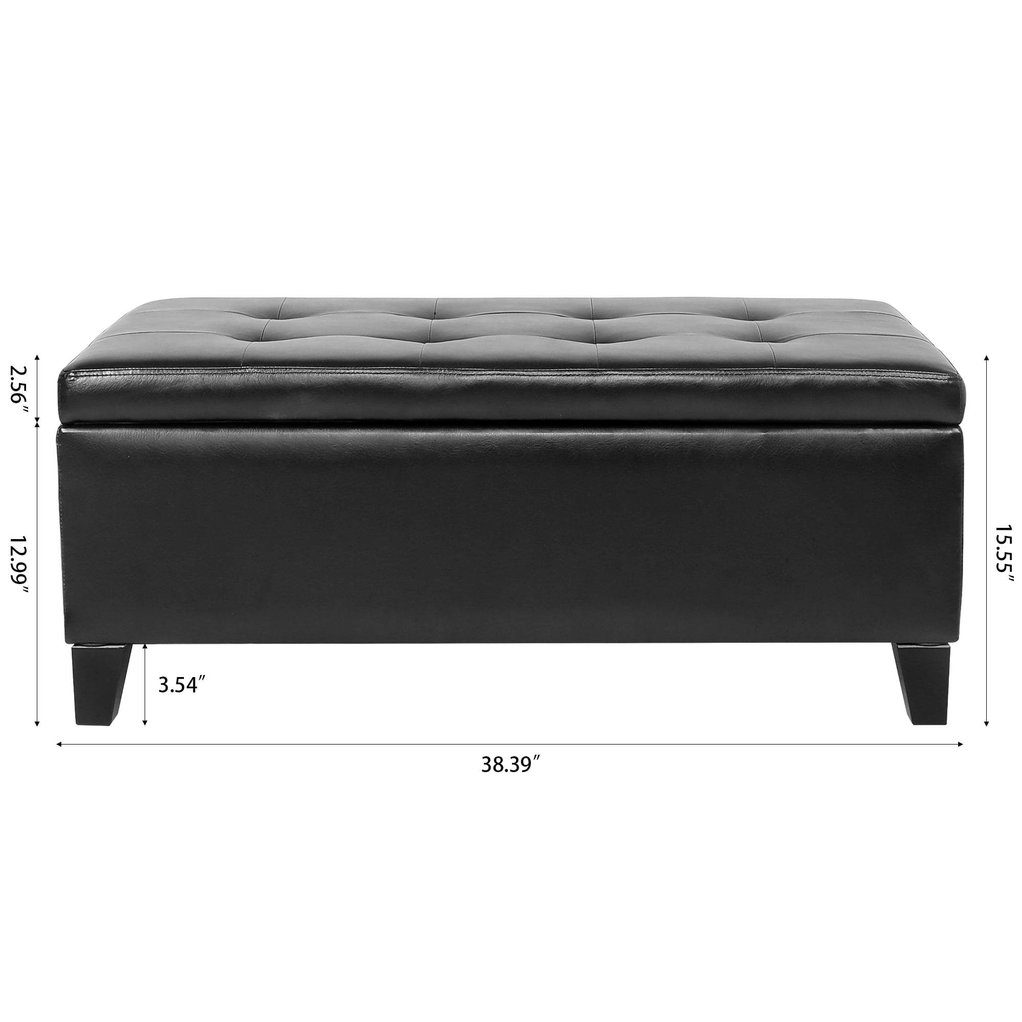 Kadyn 38.4" Storage Ottoman Bench, Folding Bench Chest Foot Rest Stool, End of Bed Bench with Wooden Legs, Black Kadyn 38.4" Storage Ottoman Bench, Folding Bench Chest Foot Rest Stool, End of Bed Bench with Wooden Legs, Black