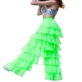 thumbnail image 3 of Women High Waist Trim Tulle Mesh Wide Leg Trousers Y2K Casual Solid Chiffon Multi Layer Ruffle Yarn Pants, 3 of 4