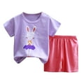 thumbnail image 2 of mgoYE Toddler Baby Girls Clothes Set Size 3-9 Months Fashion Casual Short Sleeve Printed Tops and Short Pants Sets 4Pcs Girls Shorts Set for 3-24 Months 2-6 T, 2 of 6