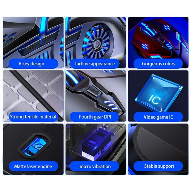 Gaming Mouse Low-noise 7 Color 7 Color Backlight Backlight 6 Key Anti-slip Mechanical Mouse Gaming Accessory, Pink