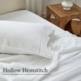 thumbnail image 4 of Simple&Opulence 100% Linen Hollow Hemstitch Sheet Set -4 Pieces European Flax Pure Washed Bed Sheets (1 Flat Sheet, 1 Fitted Sheet,2 Pillowcases) -Breathable and Soft (Hemstitch White, King), 4 of 9