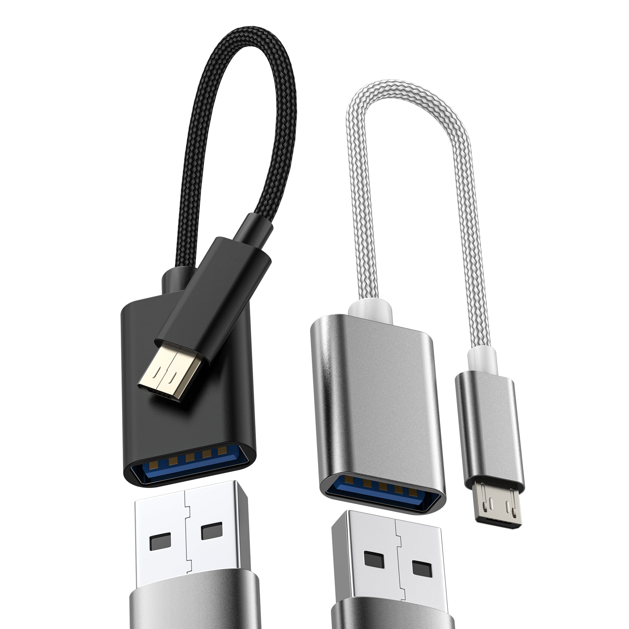 Micro USB Male to USB Female Adapter (2Pack)OTG 3.0 Cable Connector USB A Flash Drive Keyboard Android Computer Adaptador Compatible for Samsung Galaxy S6 S7 edge+ Active note4 note5 A7 A11 Converter