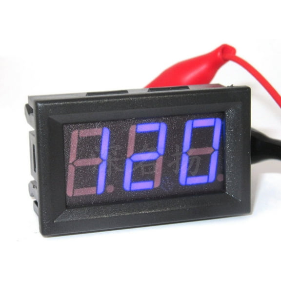 JacobsParts DC 5-120V 2-Wire Voltmeter 3-Digit LED Display Panel Volt Meter Digital Voltage Tester (Blue)