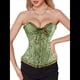 thumbnail image 1 of Corsé Moldeador con Cordones y Estampado Floral Renacentista para Mujer, Sin Mangas, con Cuello en V. Verde 4XL, 1 of 9
