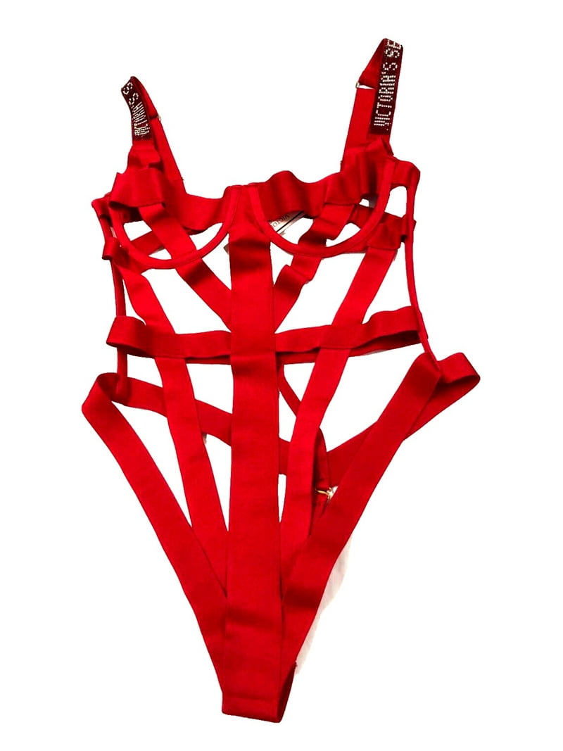 Victoria's Secret Very Sexy Banded Rhinestone Shine Strap Logo Red