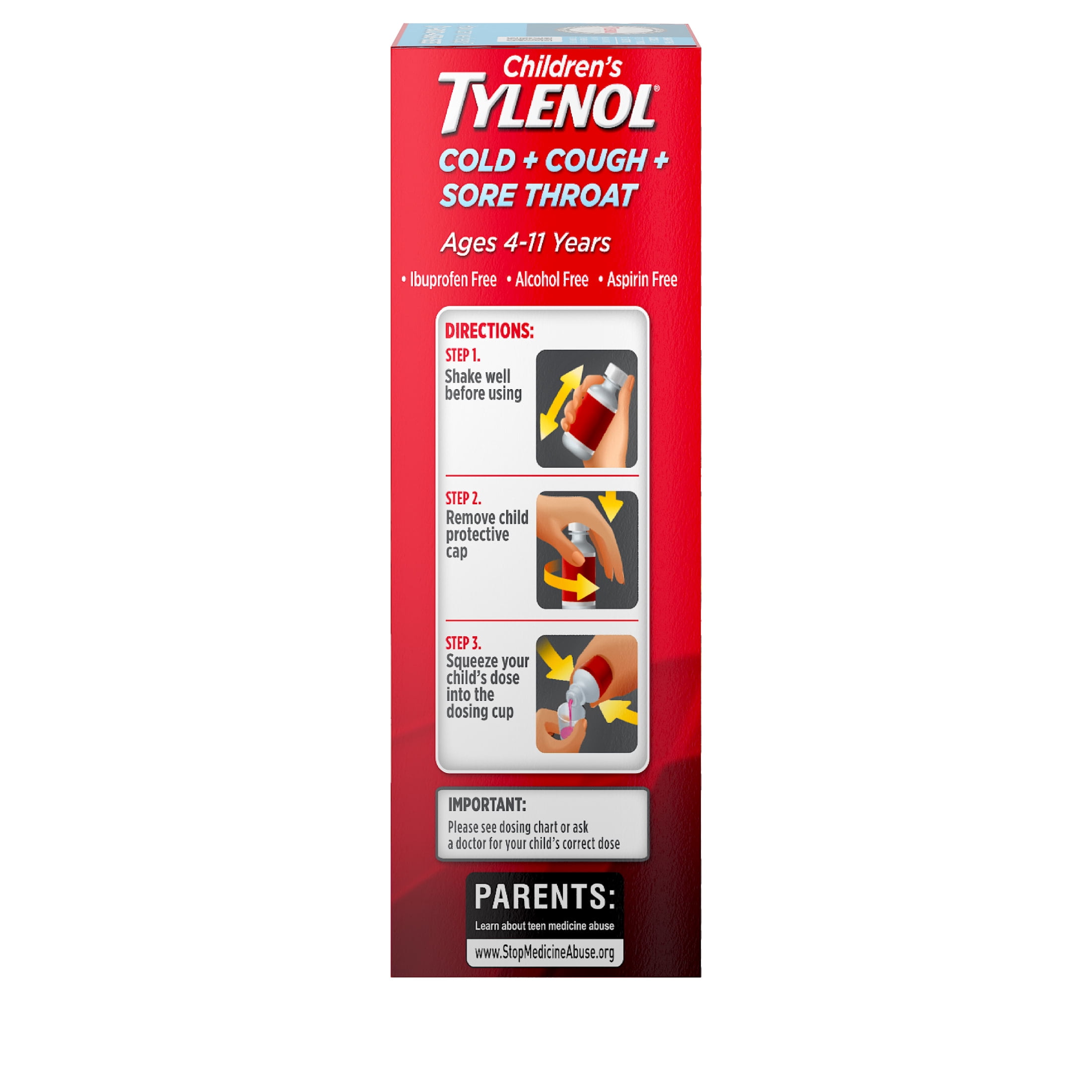 Children's Tylenol Cold, Cough, and Sore Throat, Bubblegum, 4 fl. oz