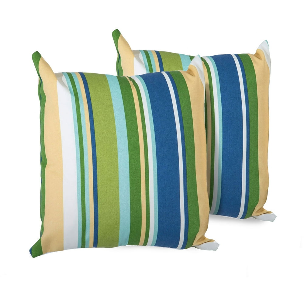 Blue Stripe Outdoor Throw Pillows Set of 2