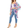 thumbnail image 2 of LA LEELA Women's Chiffon Tropical Beach Loose Casual Summer Tops Swimwear Cover ups Beachwear Duster Kimono Cardigan for Women L-XL White, Palm Leaves, 2 of 4