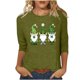 thumbnail image 3 of TaTaai Women St. Patrick's Print Loose Black Crew Neck 3/4 Sleeve Top Fashion Casual T-Shirt Ladies Spring Holiday Wear Lightweight Breathable Non-See-Through No Fading Stylish Top Gift, 3 of 7