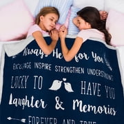 PAVILIA Best Friend Blanket, Friendship Gifts for Women Birthday Soul Sister Long Distance Bestie, Soft Cozy Sherpa Throw Blanket with Sentimental Thoughtful Quotes, BFF Stuff Gift Idea, Navy Blue