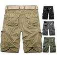thumbnail image 3 of zeranth Men Casual Solid Color Breathable Multi Pockets Short Cargo Pants Beach Shorts, 3 of 7