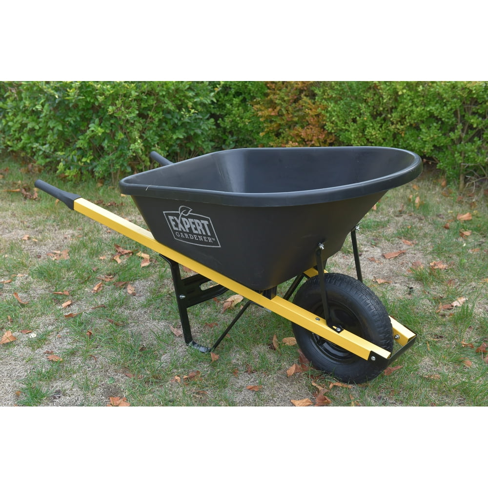 Expert Gardener Wheelbarrow 6 Cuft Poly Tray; Steel Handles; Air Filled