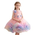 thumbnail image 3 of THDHVS Flower Girl Dress,Colorful Floral Mesh Tulle Tutu Gown Princess Style Ideal for Girls Bridesmaid Wedding Evening Party,Girls Party Dress Pink 3-4 Years, 3 of 9