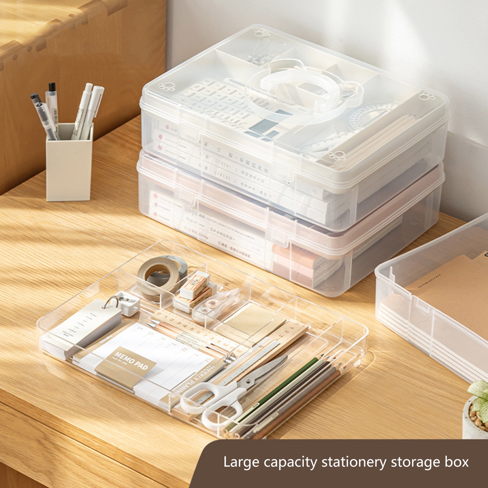 Clear Plastic Project Case Organiser Storage Box Stackable Storage Container for Stationery Scrapbooking Craft Supplies
